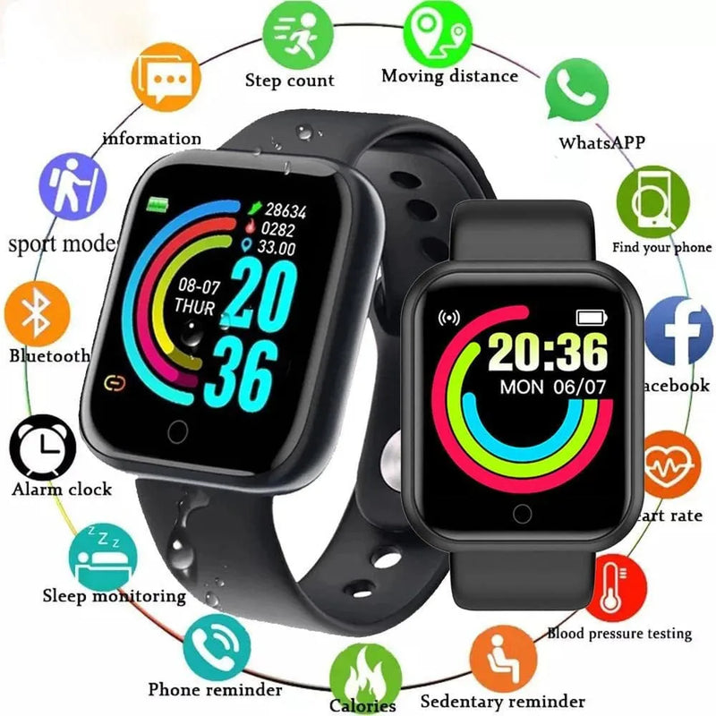 Smartwatch D20 - Relógio Inteligente y68 Esportivo Bluetooth Android/iOS